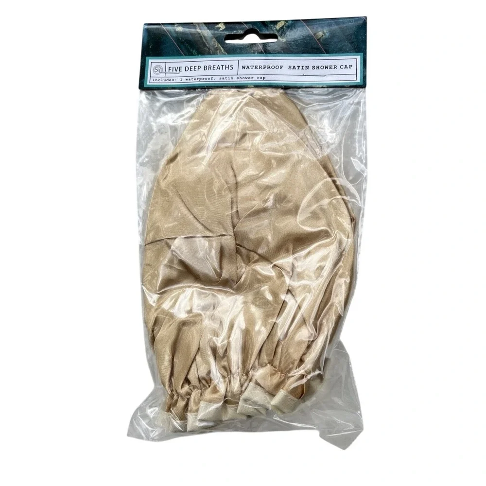 Five Deep Breaths Waterproof Satin‎ Shower Cap. 6pk -Gold Color-
